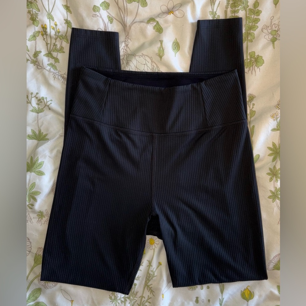Girlfriend Collective Black RIB High-Waisted Leggings